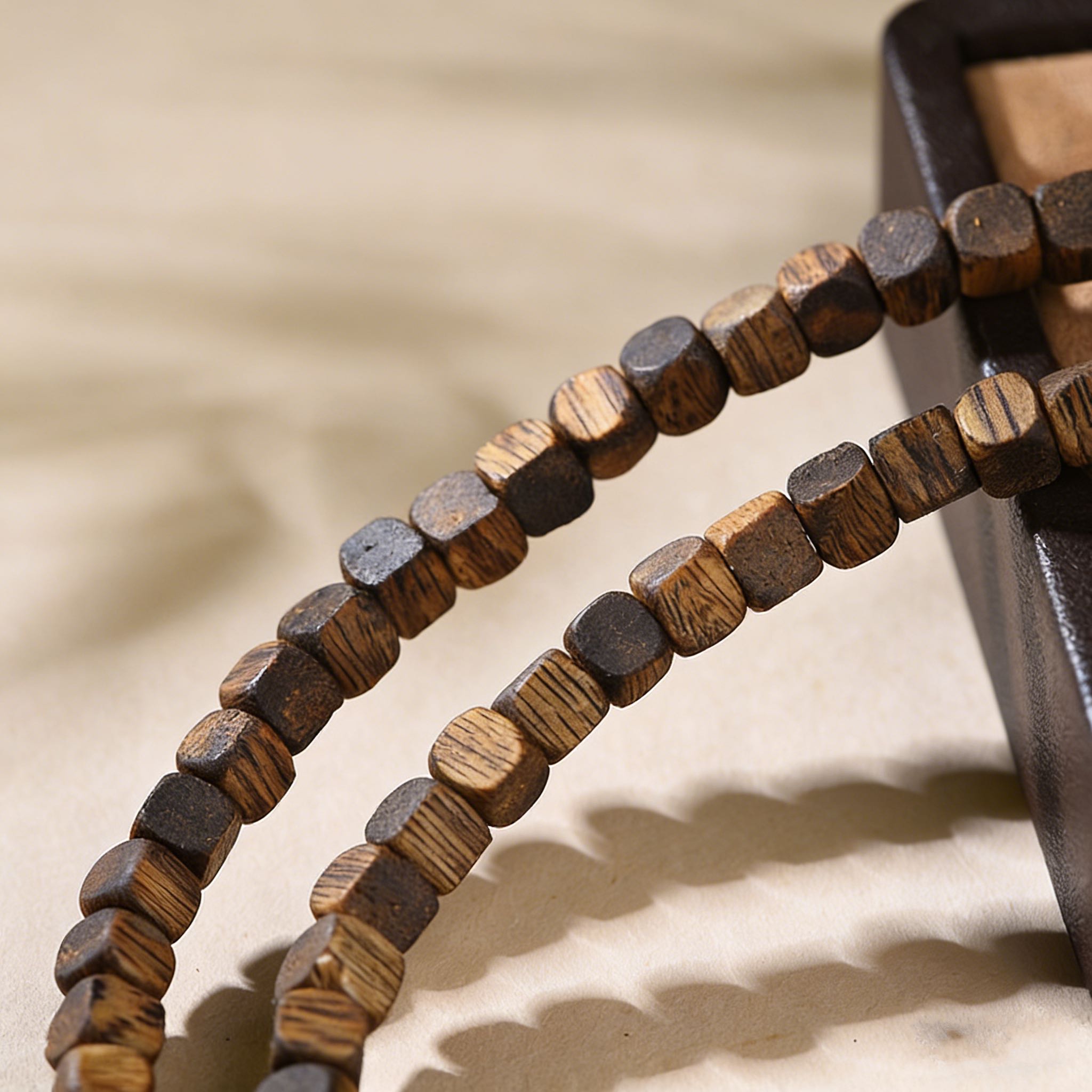 Natural Hainan Qi Nan Agarwood Square Bead Bracelet