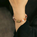 Fortune Jewel White Crystal Red Hematoid Quartz Gold Rutilated Quartz Purple Phantom Protection Bracelet