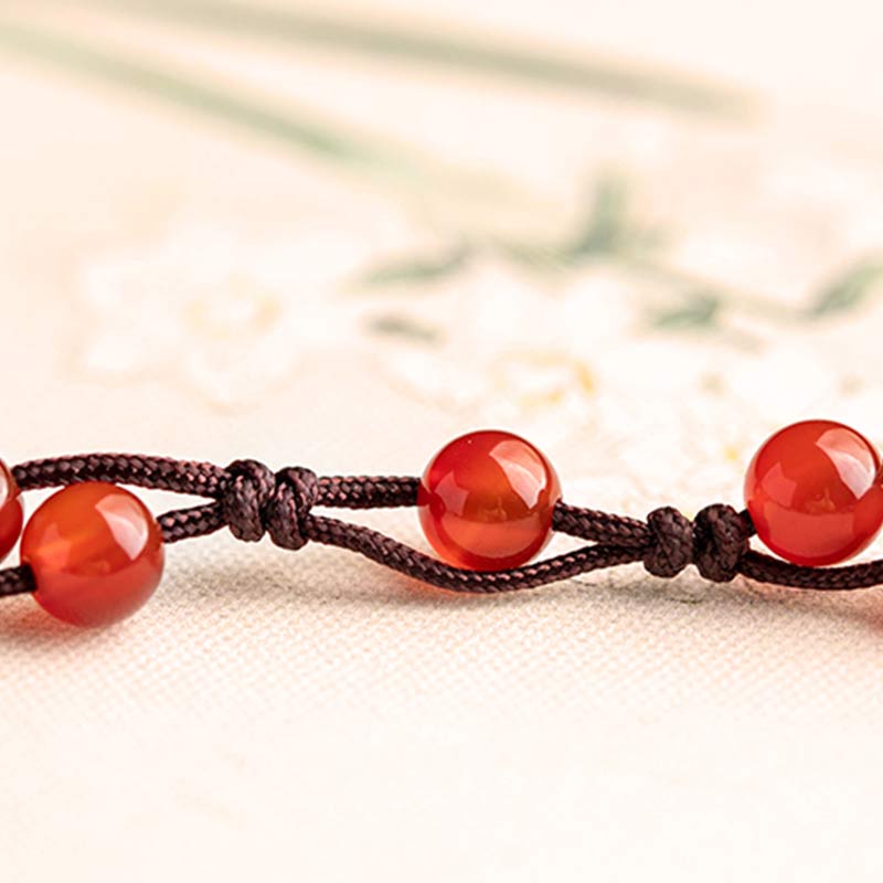 Fortune Jewel Red Agate Moss Agate Cinnabar Calm Bracelet