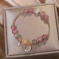 Fortune Jewel Strawberry Quartz Moonstone Moon Star Love Bracelet