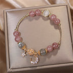 Fortune Jewel Strawberry Quartz Moonstone Moon Star Love Bracelet