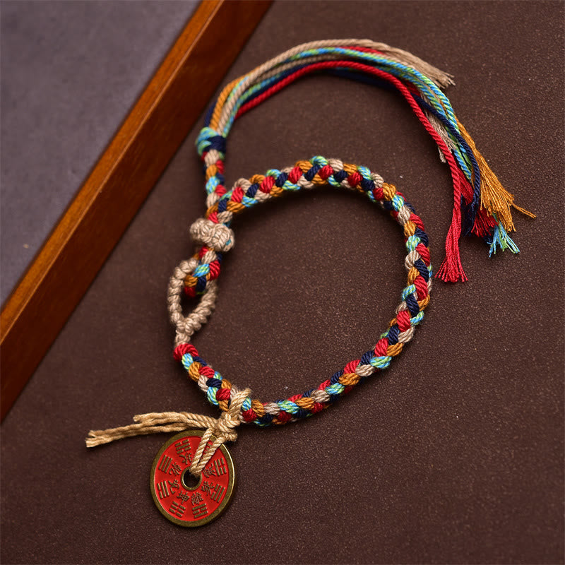 Fortune Jewel Handmade Bagua Harmony Multicolored Rope Bracelet