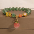 Fortune Jewel Natural Green Strawberry Quartz Love Peach Charm Bracelet