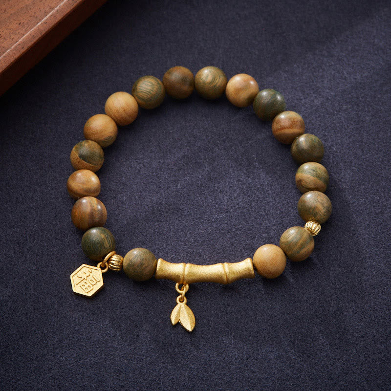 Fortune Jewel Green Sandalwood Fu Character Bamboo Soothing Bracelet
