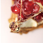 Fortune Jewel 925 Sterling Silver 18k Gold Plated Pomegranate Garnet Crystal Passion Charm Necklace Pendant