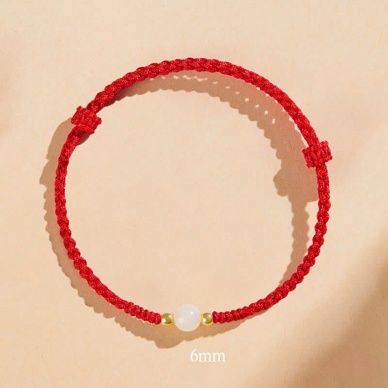 Fortune Jewel Handcrafted Round Jade Lucky Bead Prosperity Braided Bracelet