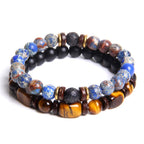 Fortune Jewel 2PCS Healing Crystal Emperor Stone Tiger Eye Bead Bracelet