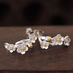 Fortune Jewel 925 Sterling Silver Plum Blossom Floral Blessing Earrings