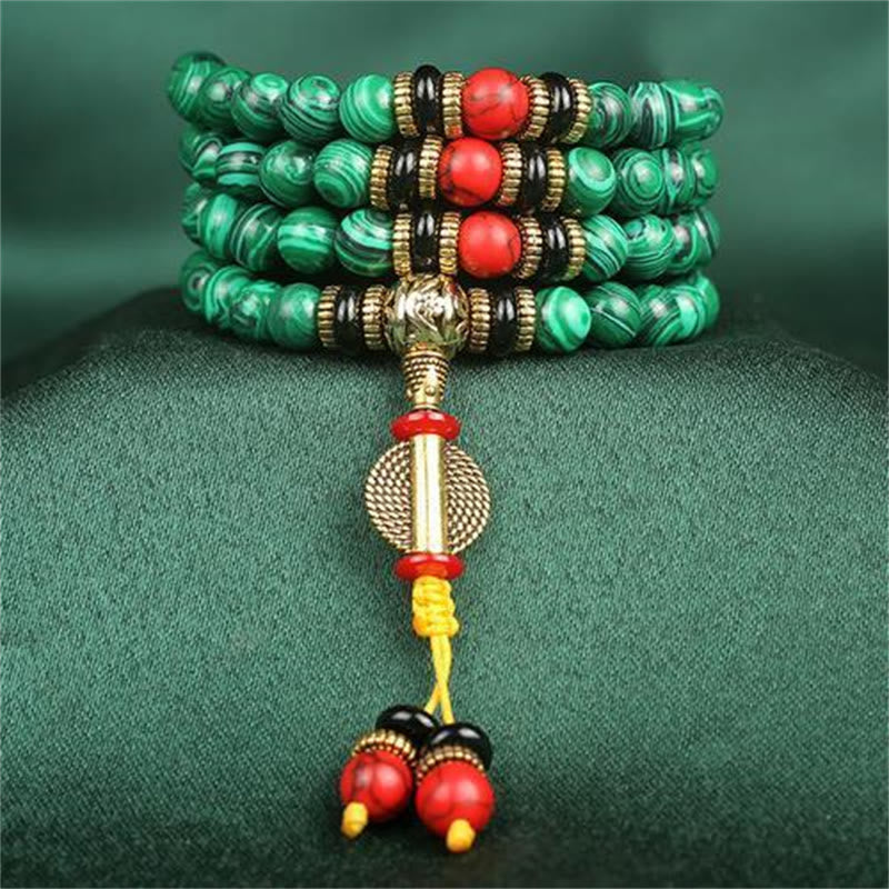 Fortune Jewel Tibetan 108 Mala Malachite Beads Bracelet Necklace