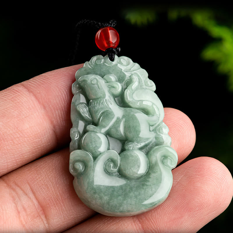 Fortune Jewel Natural Green Jade 12 Chinese Zodiac Luck Prosperity Necklace Pendant