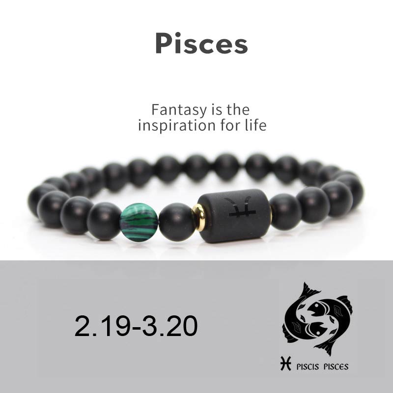 Fortune Jewel 12  Constellations of the Zodiac Black Onyx Adjustable Bracelet