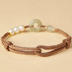 Fortune Jewel Natural Hetian Jade Pearl Peace Buckle Luck Bracelet