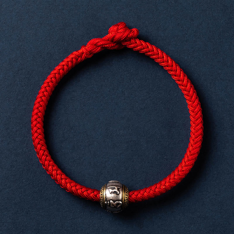 Fortune Jewel 925 Sterling Silver Tibet Handmade Om Mani Padme Hum Luck Protection King Kong Knot Braided Bracelet - Fortune Jewel