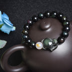 Fortune Jewel Natural Rainbow Obsidian Gold Sheen Obsidian Silver Sheen Obsidian Fox Healing Bracelet