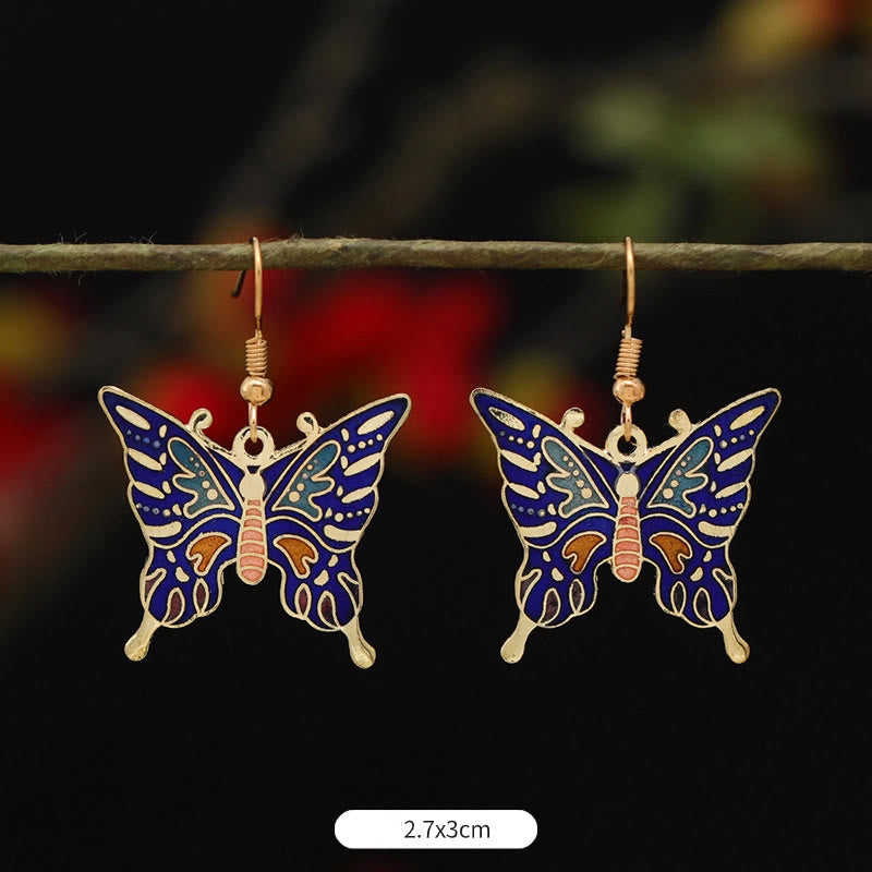 Fortune Jewel Lotus Butterfly Flower Alloy Copper Enlightenment Drop Earrings