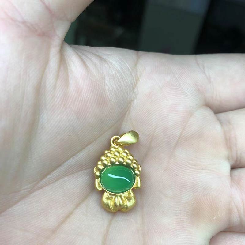 Fortune Jewel White Jade Buddha Success Pendant Necklace