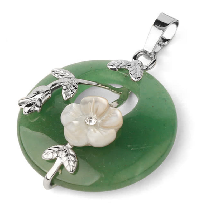 Fortune Jewel Various Crystal Amethyst Green Aventurine Flower Healing Necklace Pendant