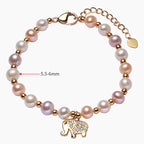 Fortune Jewel 18K Gold Plated Pearl Elephant Zircon Charm Sincerity Bracelet