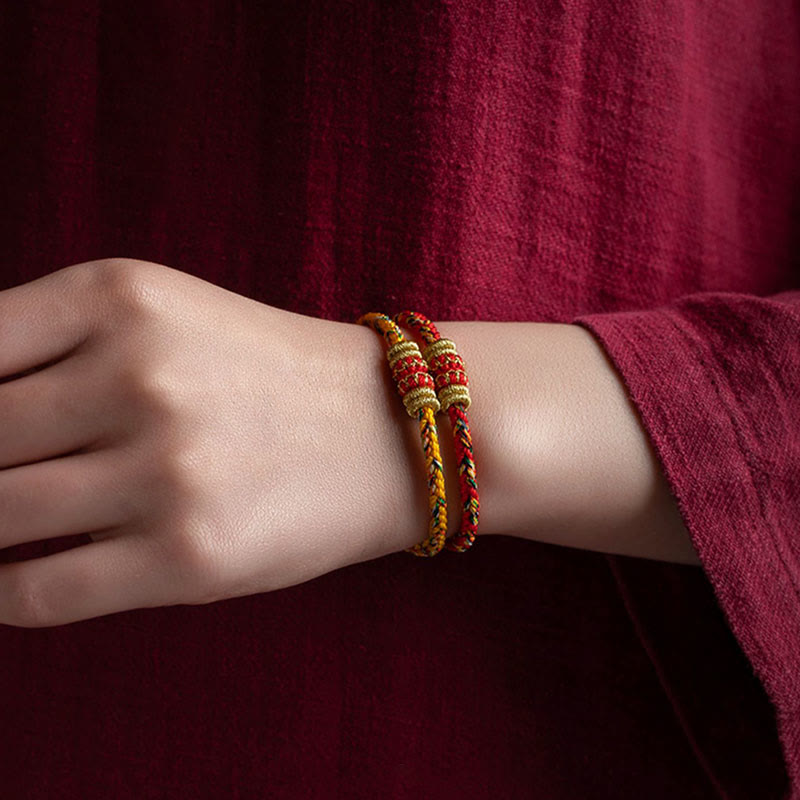Fortune Jewel Tibet Handmade Chinese Zodiac Natal Buddha Luck Strength Braided String Bracelet