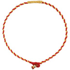 Fortune Jewel 14K Gold Plated Handmade Red Gold Rope King Kong Knot Braided Luck Bracelet