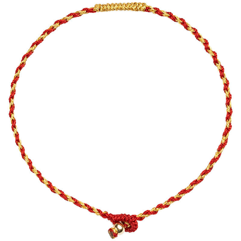 Fortune Jewel 14K Gold Plated Handmade Red Gold Rope King Kong Knot Braided Luck Bracelet