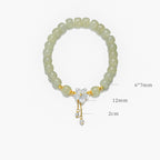 Fortune Jewel 925 Sterling Silver Natural Hetian Jade Luck Flower Bracelet