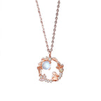 Fortune Jewel 925 Sterling Silver Year of the Rabbit Moonstone Moon Flower Pattern Necklace Pendant Bracelet Earrings