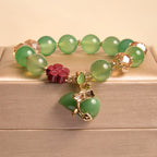 Fortune Jewel Natural Red Agate Green Agate Gourd Cinnabar Flower Beads Confidence Bracelet