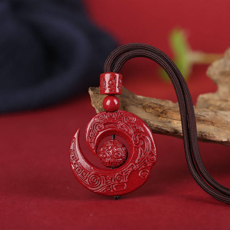 Fortune Jewel One's Luck Improves Design Patern Natural Cinnabar Concentration Necklace Pendant