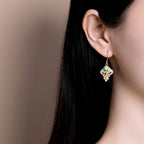 Fortune Jewel Copper Enamel Turquoise Positive Drop Earrings