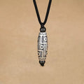 Fortune Jewel Tibet Nine-Eye Dzi Bead Pattern Copper Auspicious Clouds Wealth Necklace Pendant