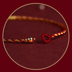 Fortune Jewel 14K Gold Plated Handmade Red Gold Rope King Kong Knot Braided Luck Bracelet