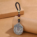 Fortune Jewel Peony Flower Copper Coin Auspicious Wealth Key Chain