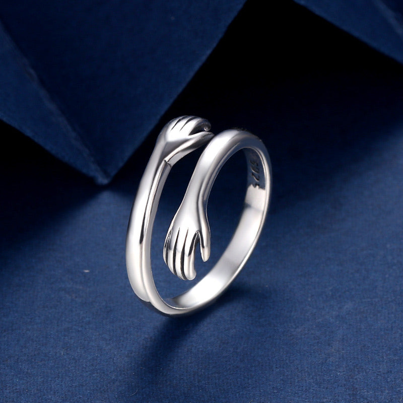 Fortune Jewel 925 Sterling Silver Love Hug Thumb Ring