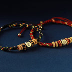 Fortune Jewel Chinese Zodiac Natal Buddha Silver Luck Braided String Bracelet