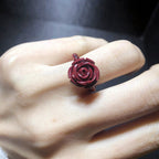Fortune Jewel Garnet Cinnabar Lucky Bead PiXiu Om Mani Padme Hum Rose Protection Ring