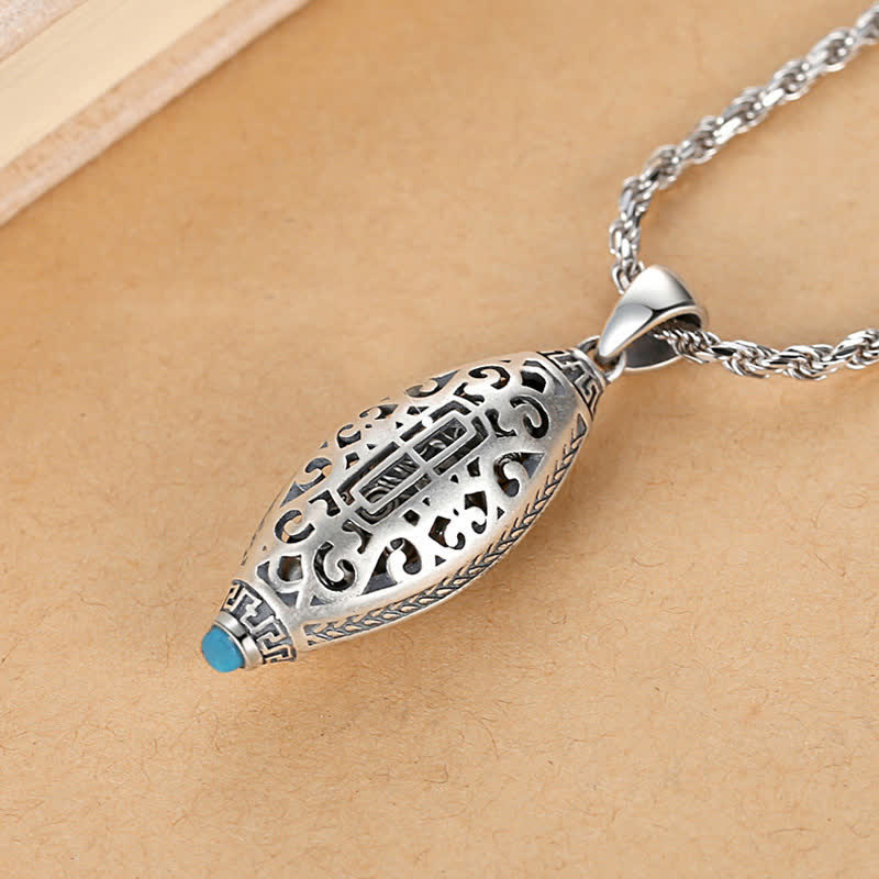 Fortune Jewel Tibet Om Mani Padme Hum Protection Necklace Rotatable Pendant