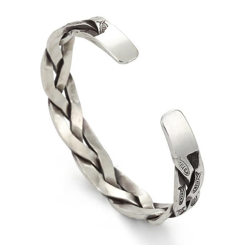 Fortune Jewel Koi Fish Twisted Design Luck Wealth Cuff Bracelet Bangle