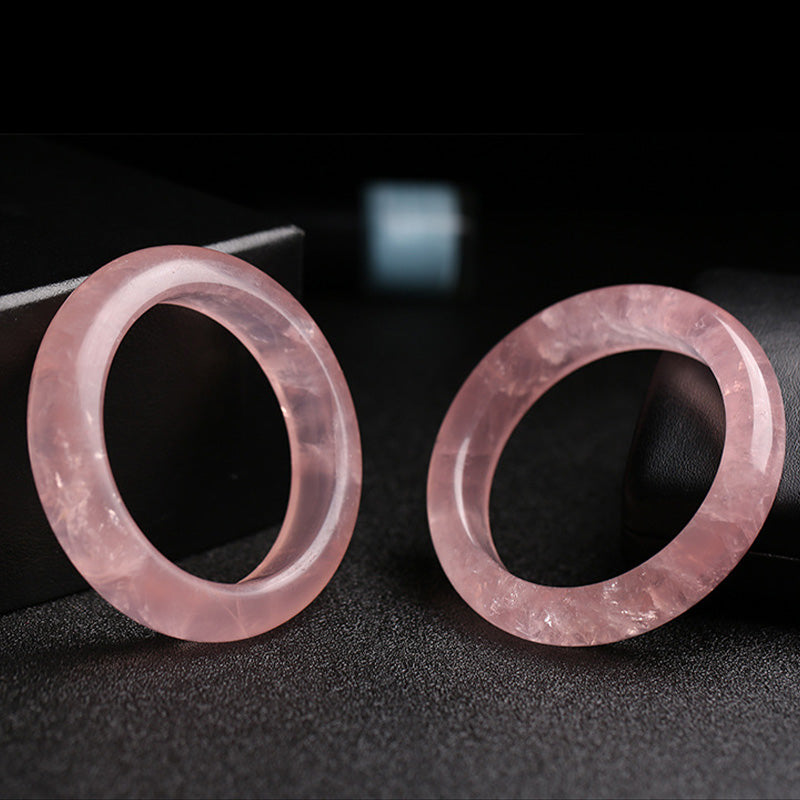 Fortune Jewel  Natural Rose Quartz Love Caring Bracelet Bangle