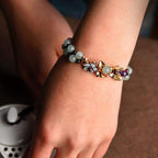 Fortune Jewel Green Aventurine Garnet Bead Flower Petal Luck Bracelet