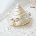 Fortune Jewel Strawberry Quartz Rutilated Quartz Fluorite Flower Healing Bracelet