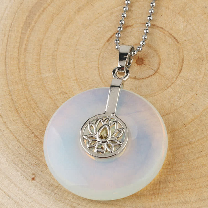 Fortune Jewel Various Crystal Amethyst Pink Crystal Lotus Healing Necklace Pendant
