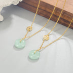 Fortune Jewel Jade Fu Character Copper Coin Peace Buckle Abundance Necklace Pendant