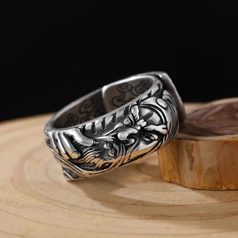 Fortune Jewel Guan Gong Auspicious Clouds Amulet Wealth Ring