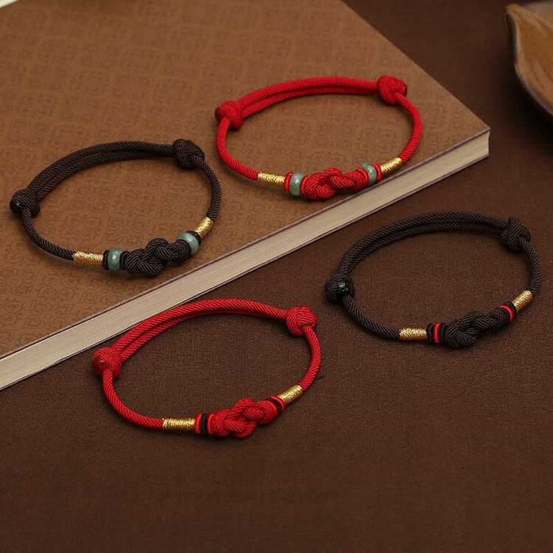 Fortune Jewel Red String Jade Luck Fortune Knot Braided Couple Bracelet