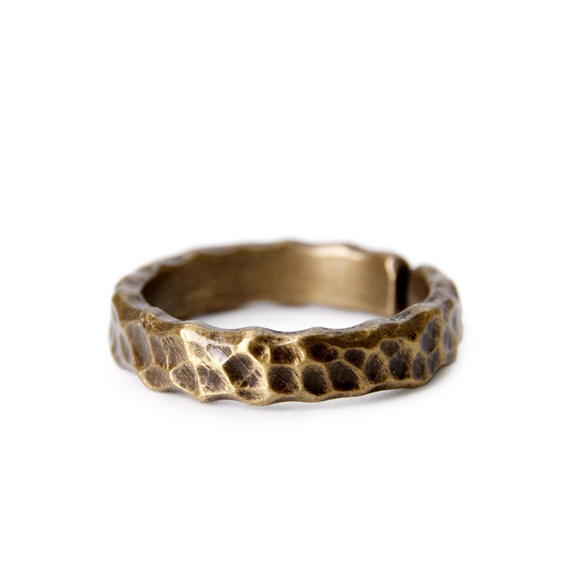 Fortune Jewel Tibetan Bump Texture Design Copper Brass Luck Ring