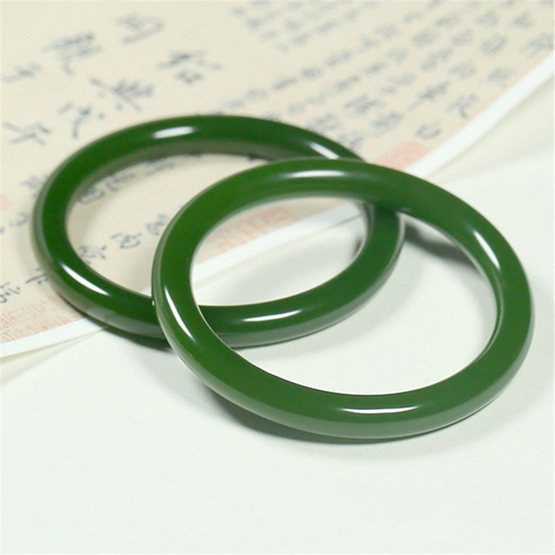 Fortune Jewel Cyan Jade Longevity Blessing Bangle Bracelet