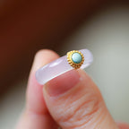 Fortune Jewel White Agate Cyan Jade Turquoise Red Agate Luck Protection Ring