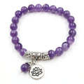 Fortune Jewel Amethyst Crystal Lotus Healing Balance Bracelet
