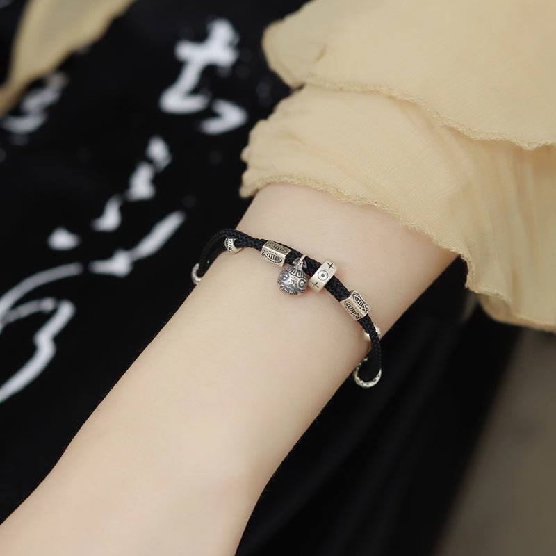 Fortune Jewel 925 Sterling Silver Gold Swallowing Beast Koi Fish Wealth Handcrafted Braided Bracelet